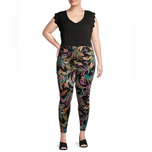 Terra & Sky NWT High Waist Jeggings In Tropical Print Plus Size 3X (24W-26W) New - Picture 10 of 10